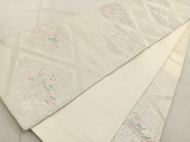 平和屋着物◎六通柄袋帯　鳳凰菱天井花文　金銀糸　正絹　逸品　BAAV7075yc