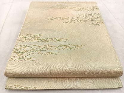 平和屋着物◎六通柄袋帯　立波こぼれ松文　金銀糸　引箔　正絹　逸品　BAAV7078yc