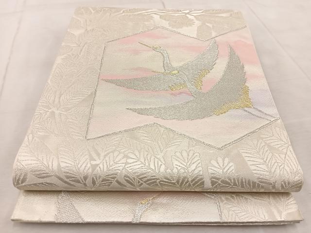 平和屋着物◎六通柄袋帯　飛鶴松文　金銀糸　正絹　逸品　BAAV7081yc