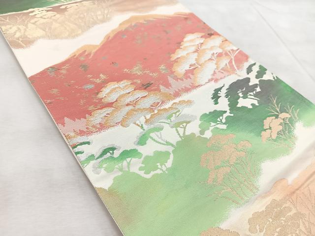 平和屋着物◎六通柄袋帯　遠山松文　金銀糸　引箔　正絹　逸品　BAAV7087yc