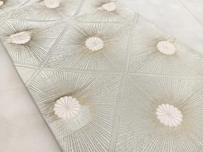 平和屋着物◎六通柄　京袋帯　唐織　菱天井花文　銀糸　正絹　逸品　BAAV7090yc