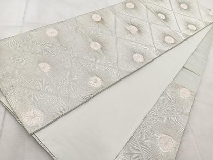 平和屋着物◎六通柄　京袋帯　唐織　菱天井花文　銀糸　正絹　逸品　BAAV7090yc