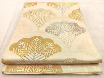平和屋着物◎六通柄袋帯　松青海波　金銀糸　正絹　逸品　BAAV7093yc