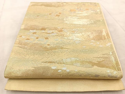 平和屋着物◎六通柄袋帯　箔散らし文様　金銀糸　引箔　正絹　逸品　BAAV7100yc