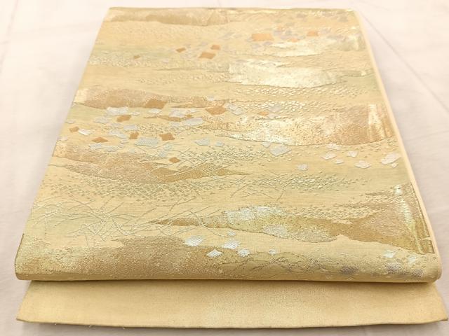 平和屋着物◎六通柄袋帯　箔散らし文様　金銀糸　引箔　正絹　逸品　BAAV7100yc