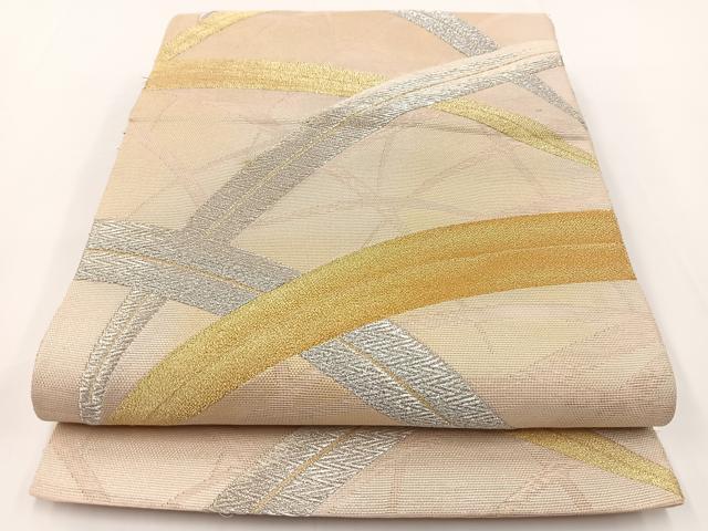 平和屋着物＊夏物 六通柄 本袋帯 唐織 芝草文 金銀糸 正絹 逸品 BAAV7111yc
