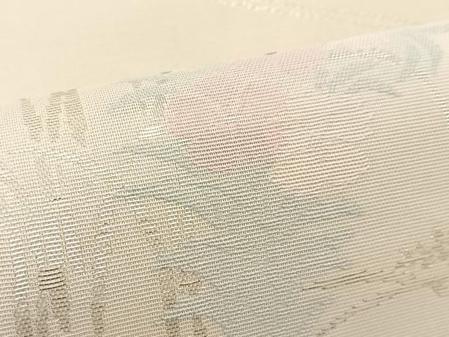平和屋着物＊夏物　六通柄袋帯　流水秋草文　銀糸　正絹　逸品　baav7112yc