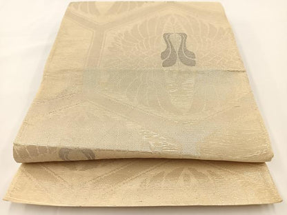 平和屋着物＊夏物 六通柄袋帯 双鶴亀甲文 銀糸 正絹 逸品 ◯