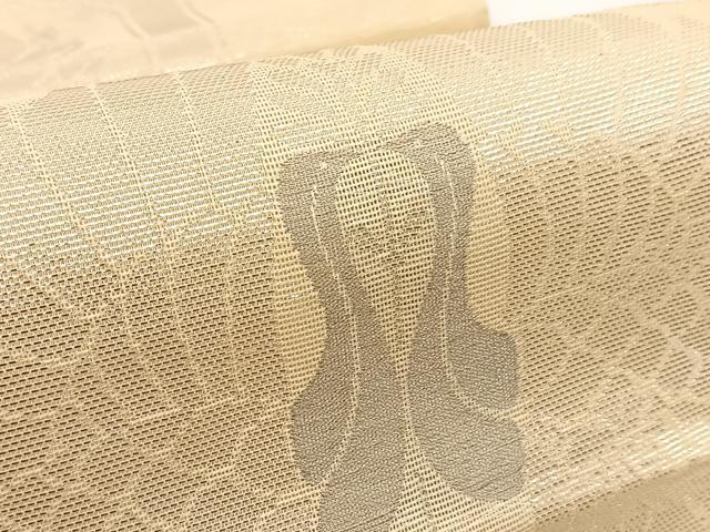 平和屋着物＊夏物 六通柄袋帯 双鶴亀甲文 銀糸 正絹 逸品 ◯