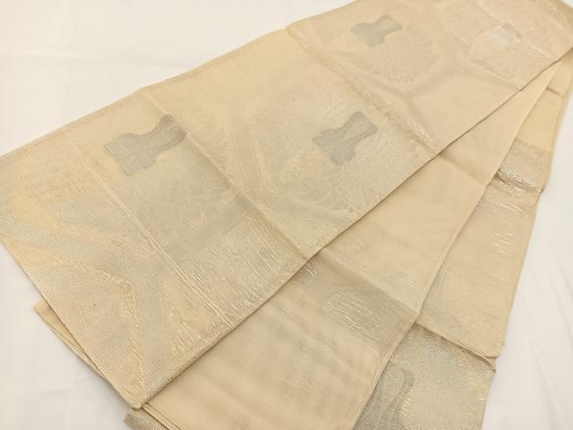 平和屋着物＊夏物 六通柄袋帯 双鶴亀甲文 銀糸 正絹 逸品 ◯