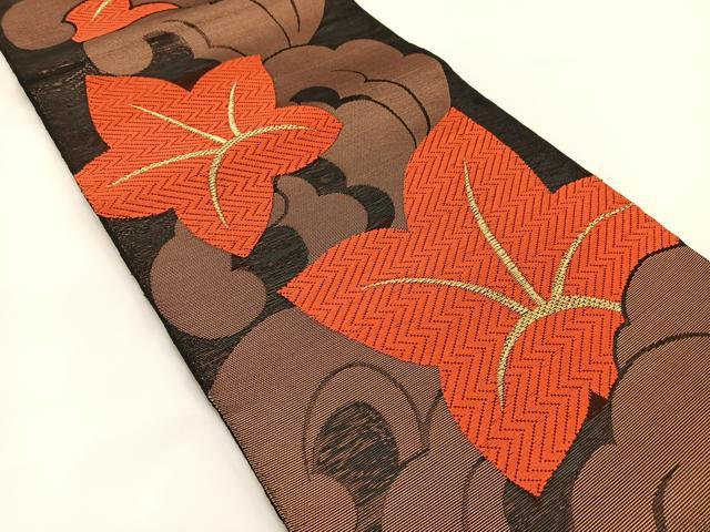 平和屋着物＊夏物　六通柄　本袋帯　唐織　桔梗　黒地　金糸　正絹　逸品　未使用　BAAV7115yc