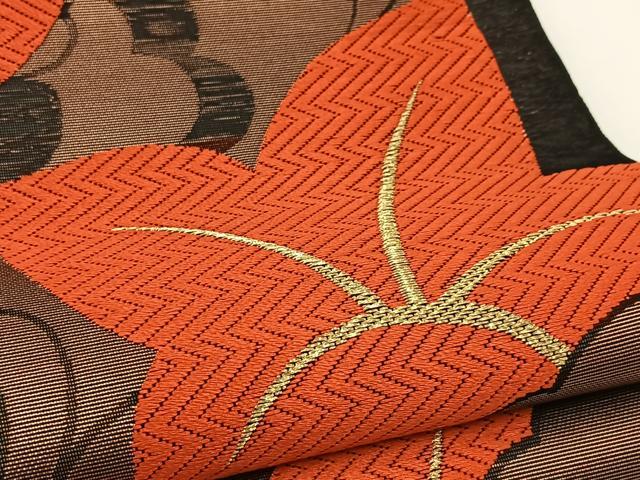 平和屋着物＊夏物　六通柄　本袋帯　唐織　桔梗　黒地　金糸　正絹　逸品　未使用　BAAV7115yc