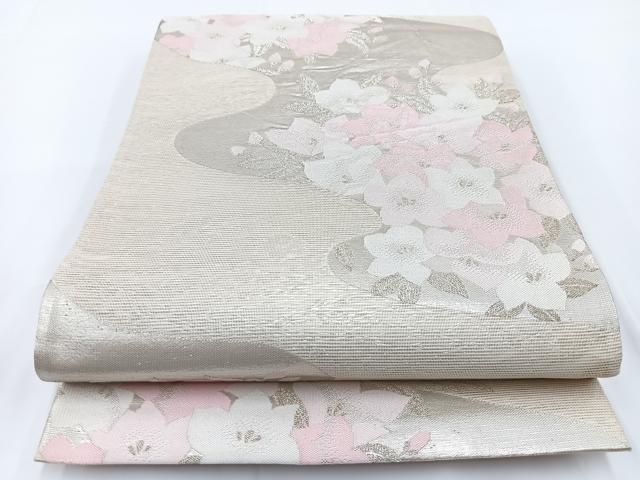 平和屋着物＊夏物 六通柄袋帯 桔梗 銀糸 正絹 逸品 BAAV7121yc