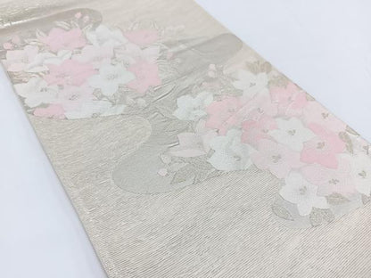 平和屋着物＊夏物 六通柄袋帯 桔梗 銀糸 正絹 逸品 BAAV7121yc