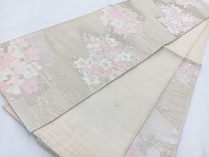 平和屋着物＊夏物 六通柄袋帯 桔梗 銀糸 正絹 逸品 BAAV7121yc