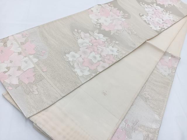 平和屋着物＊夏物 六通柄袋帯 桔梗 銀糸 正絹 逸品 BAAV7121yc
