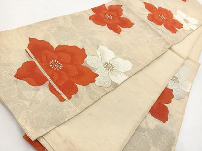 平和屋着物＊夏物 六通柄袋帯 舞花文 金銀糸 正絹 逸品 BAAV7122yc