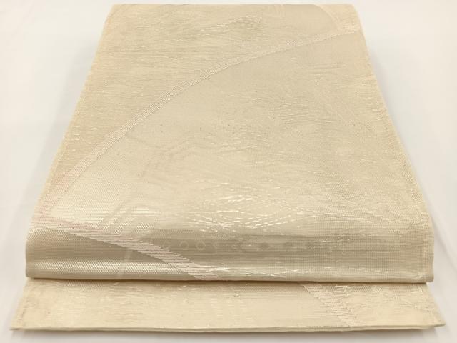 平和屋着物＊夏物 六通柄袋帯 片輪車文 銀糸 正絹 逸品 BAAV7124yc