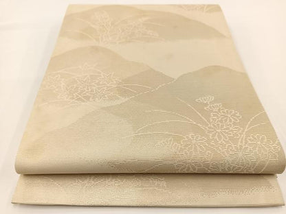 平和屋着物＊夏物 六通柄袋帯 秋草文 金糸 正絹 逸品 BAAV7128yc