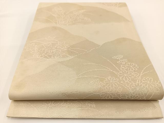 平和屋着物＊夏物 六通柄袋帯 秋草文 金糸 正絹 逸品 BAAV7128yc