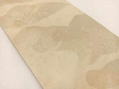 平和屋着物＊夏物 六通柄袋帯 秋草文 金糸 正絹 逸品 BAAV7128yc
