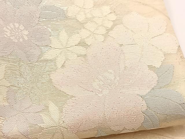 平和屋着物＊夏物 六通柄袋帯 流水花文 銀糸 正絹 逸品 BAAV7130yc