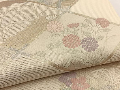 平和屋着物＊夏物 六通柄袋帯 菱天井草花文 金銀糸 正絹 逸品 BAAV7132yc