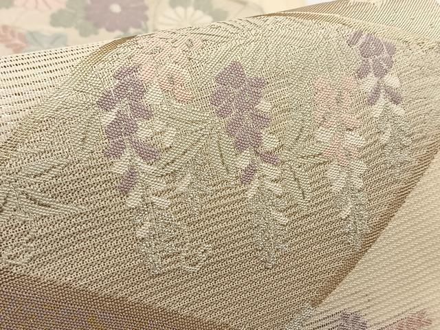 平和屋着物＊夏物 六通柄袋帯 菱天井草花文 金銀糸 正絹 逸品 BAAV7132yc