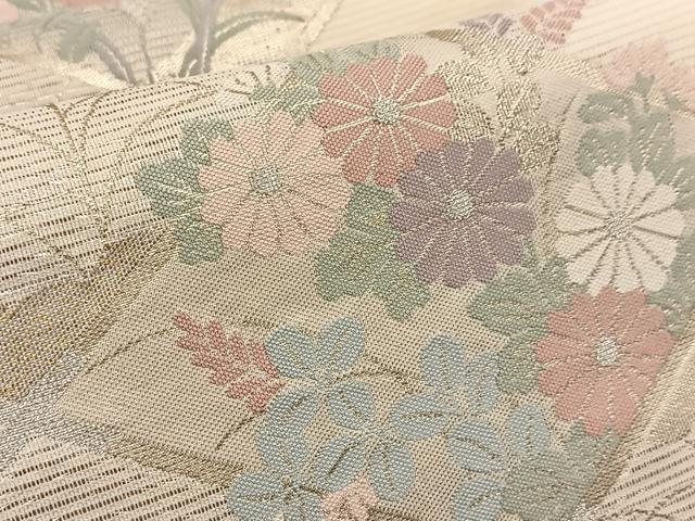 平和屋着物＊夏物 六通柄袋帯 菱天井草花文 金銀糸 正絹 逸品 BAAV7132yc