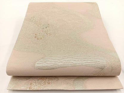 平和屋着物＊夏物 六通柄袋帯 草花文 金銀糸 正絹 逸品 BAAV7133yc