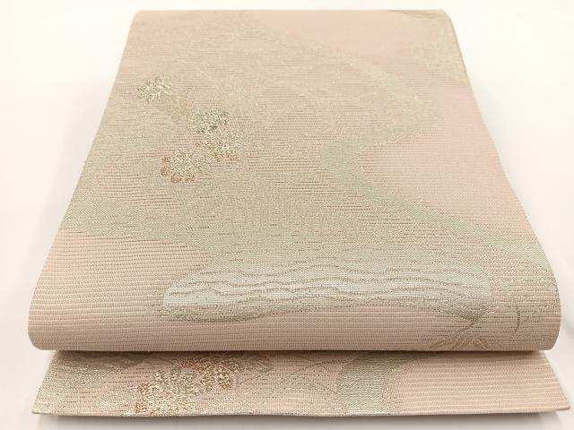 平和屋着物＊夏物 六通柄袋帯 草花文 金銀糸 正絹 逸品 BAAV7133yc