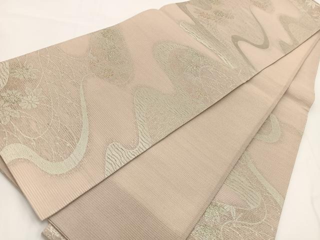 平和屋着物＊夏物 六通柄袋帯 草花文 金銀糸 正絹 逸品 BAAV7133yc