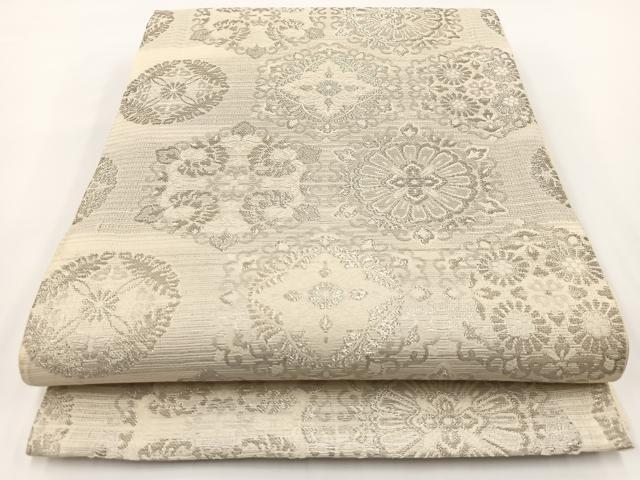 平和屋着物＊夏物 六通柄袋帯 唐織 プラチナ箔 亀甲吉祥文 正絹 逸品 BAAV7134yc