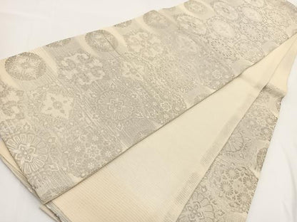 平和屋着物＊夏物 六通柄袋帯 唐織 プラチナ箔 亀甲吉祥文 正絹 逸品 BAAV7134yc