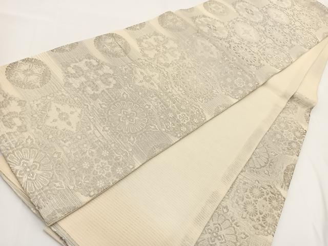 平和屋着物＊夏物 六通柄袋帯 唐織 プラチナ箔 亀甲吉祥文 正絹 逸品 BAAV7134yc