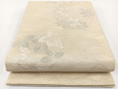平和屋着物＊夏物 六通柄 本袋帯 草花丸文 銀糸 正絹 逸品 BAAV7139yc
