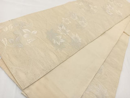 平和屋着物＊夏物 六通柄 本袋帯 草花丸文 銀糸 正絹 逸品 BAAV7139yc