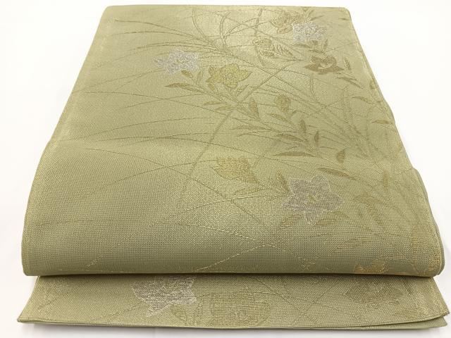 平和屋着物＊夏物 六通柄袋帯 桔梗 金銀糸 正絹 逸品 BAAV7140yc