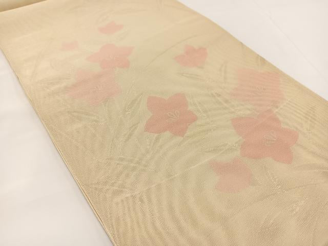 平和屋着物＊夏物 西陣 六通柄袋帯 桔梗 銀糸 証紙付き 正絹 逸品 BAAV7142yc