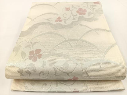平和屋着物＊夏物 六通柄袋帯 道長花唐草文 銀糸 正絹 逸品 BAAV7143yc