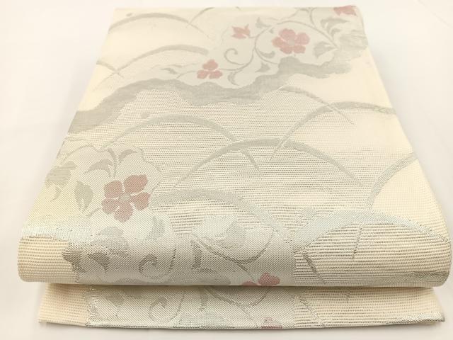平和屋着物＊夏物 六通柄袋帯 道長花唐草文 銀糸 正絹 逸品 BAAV7143yc