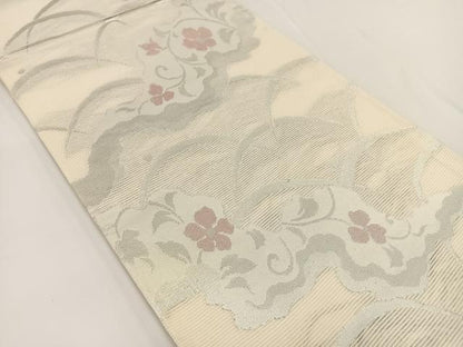 平和屋着物＊夏物 六通柄袋帯 道長花唐草文 銀糸 正絹 逸品 BAAV7143yc