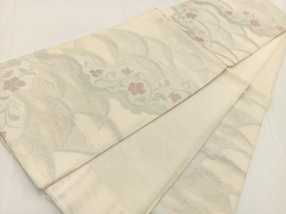 平和屋着物＊夏物 六通柄袋帯 道長花唐草文 銀糸 正絹 逸品 BAAV7143yc