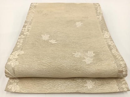 平和屋着物＊夏物 六通柄袋帯 立波秋草文 銀糸 正絹 逸品 BAAV7145yc