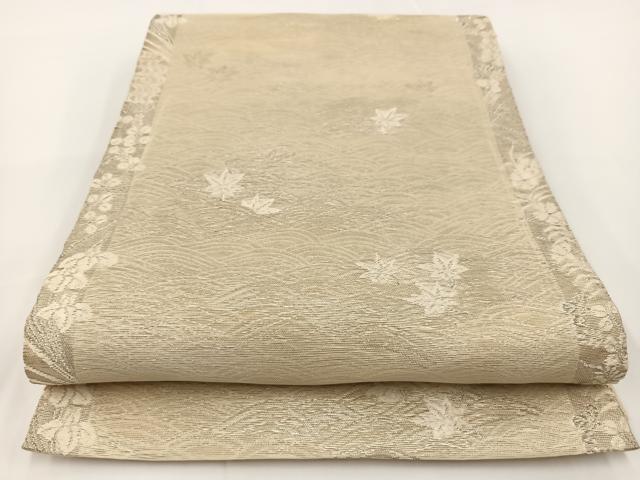 平和屋着物＊夏物 六通柄袋帯 立波秋草文 銀糸 正絹 逸品 BAAV7145yc
