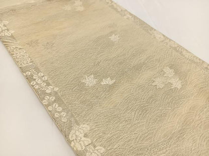 平和屋着物＊夏物 六通柄袋帯 立波秋草文 銀糸 正絹 逸品 BAAV7145yc