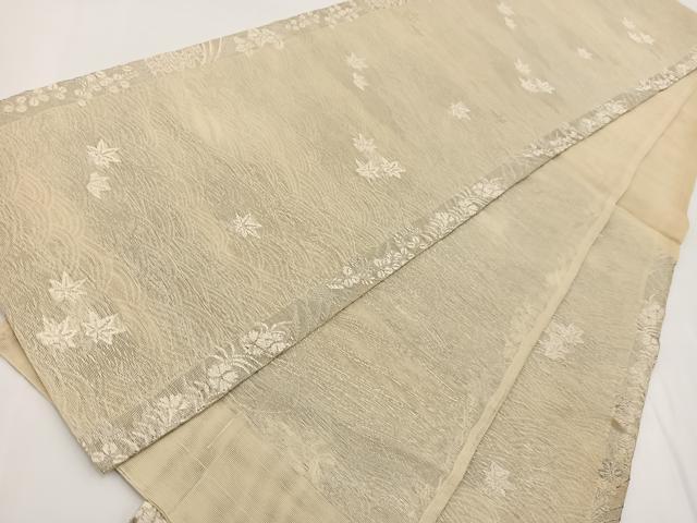 平和屋着物＊夏物 六通柄袋帯 立波秋草文 銀糸 正絹 逸品 BAAV7145yc