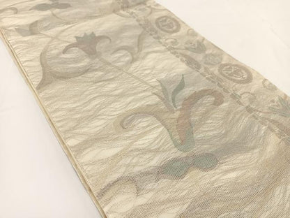 平和屋着物＊夏物 六通柄袋帯 更紗 金糸 正絹 逸品 BAAV7146yc