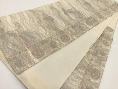 平和屋着物＊夏物 六通柄袋帯 更紗 金糸 正絹 逸品 BAAV7146yc