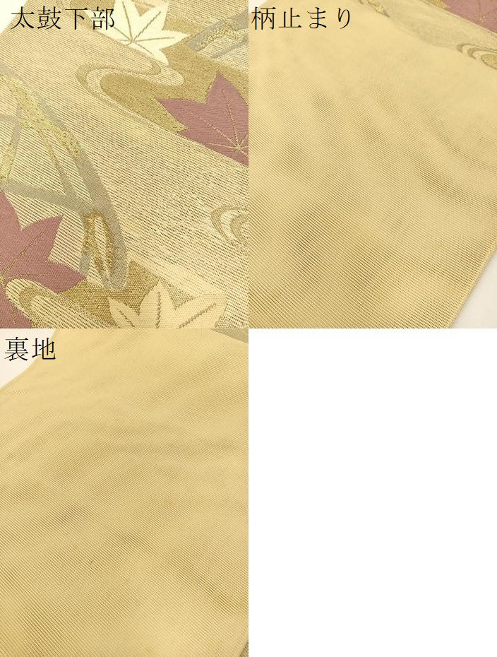 平和屋着物＊夏物 六通柄袋帯 竜田川 金銀糸 正絹 逸品 未使用 BAAV7148yc